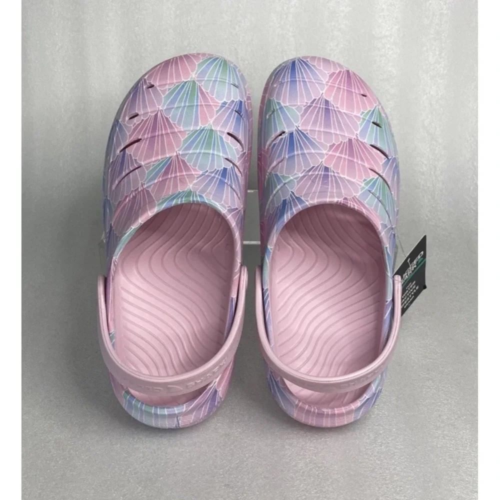 Rugged Shark Eva Shell Print Pink Clogs Slip on Sandals Big Girls Size 6 NEW